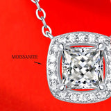 LAYA S925 Sterling Silver 1ct Princess Square Moissanite Pendant Necklace