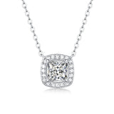 LAYA S925 Sterling Silver 1ct Princess Square Moissanite Pendant Necklace