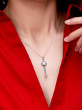 LAYA S925 Silver Key Pendant Necklace 1CT Moissanite