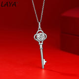 LAYA S925 Silver Key Pendant Necklace 1CT Moissanite