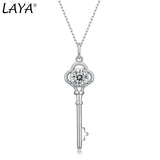 LAYA S925 Silver Key Pendant Necklace 1CT Moissanite