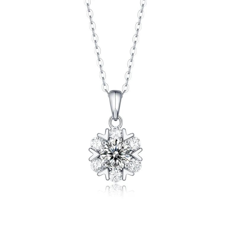 LAYA S925 Sterling Silver Snowflake 1/2CT Moissanite Pendant Necklace