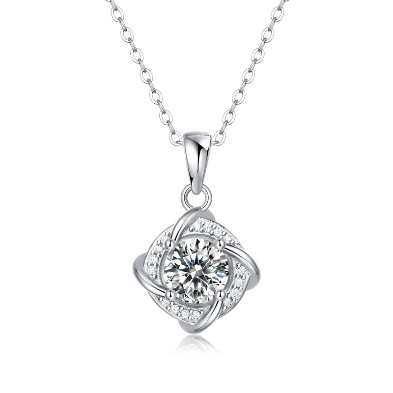 LAYA S925 Silver Windmill 1ct Moissanite Vhain Necklace