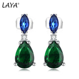 LAYA Stud Earrings Green Crystal Silver 925 Piercing Ear Jewelry