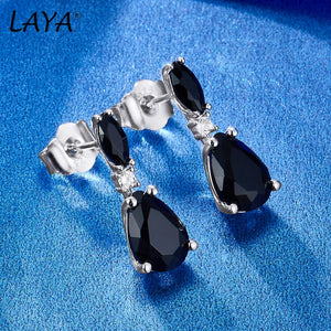 LAYA Stud Earrings Green Crystal Silver 925 Piercing Ear Jewelry