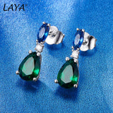 LAYA Stud Earrings Green Crystal Silver 925 Piercing Ear Jewelry