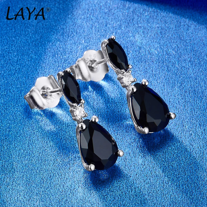 LAYA Stud Earrings Green Crystal Silver 925 Piercing Ear Jewelry