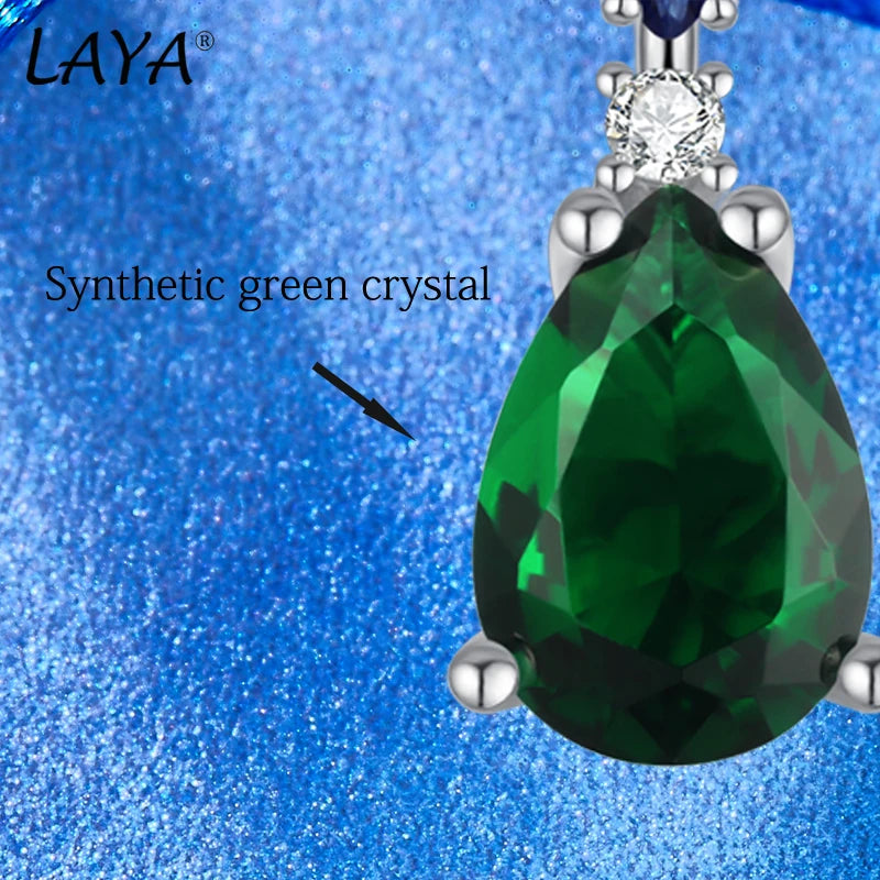 LAYA Stud Earrings Green Crystal Silver 925 Piercing Ear Jewelry