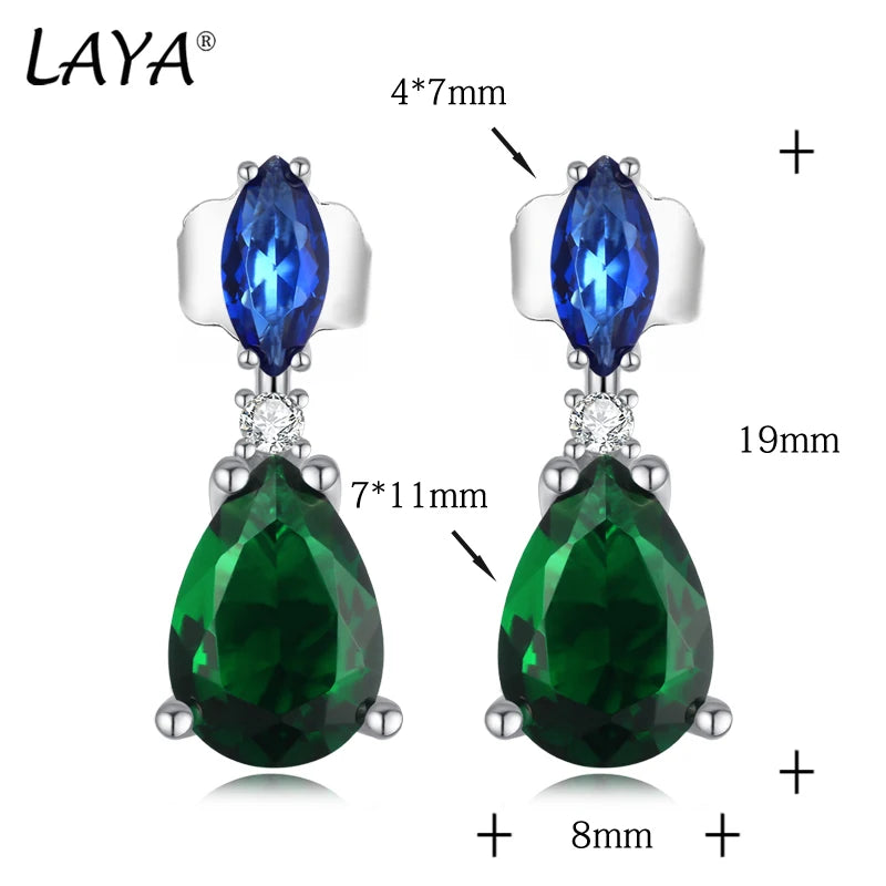 LAYA Stud Earrings Green Crystal Silver 925 Piercing Ear Jewelry