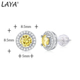 Yellow Moissanite Stud Earrings 925 Sterling Silver Fine Jewelry