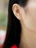 Yellow Moissanite Stud Earrings 925 Sterling Silver Fine Jewelry