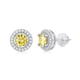 Yellow Moissanite Stud Earrings 925 Sterling Silver Fine Jewelry
