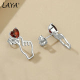 Sterling Silver Garnet Heart Shape Earrings