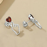 Sterling Silver Garnet Heart Shape Earrings
