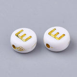 Plating Acrylic Beads Letter A-Z Flat Round DIY Accessories