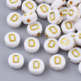 Plating Acrylic Beads Letter A-Z Flat Round DIY Accessories
