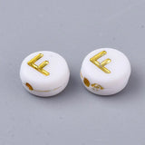 Plating Acrylic Beads Letter A-Z Flat Round DIY Accessories
