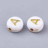 Plating Acrylic Beads Letter A-Z Flat Round DIY Accessories