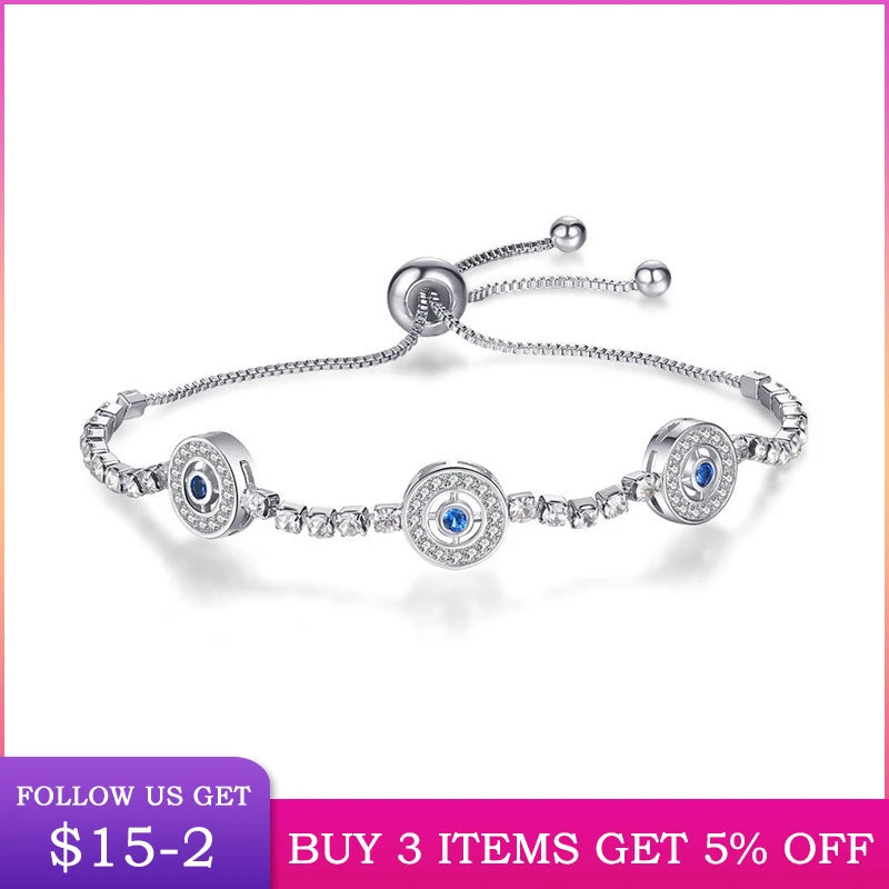 925 Silver Bracelet with Clear Zircon Eye