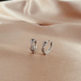 925 Silver Zircon Inlaid Circle Hoop Earrings for Women