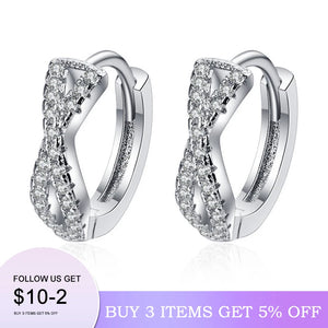 925 Silver Zircon Inlaid Circle Hoop Earrings for Women