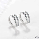 925 Silver Zircon Hoop Earrings Party Jewelry Gift CME419