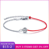 Rose & Silver Red Rope Bracelet - Lucky Jewelry Gift
