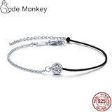 Rose & Silver Red Rope Bracelet - Lucky Jewelry Gift