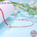 Rose & Silver Red Rope Bracelet - Lucky Jewelry Gift