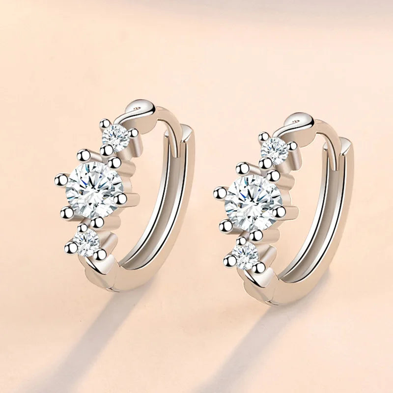 925 Silver Crystal Circle Earring for Women - Jewelry Gift for Wedding Party