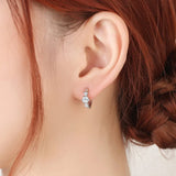 925 Silver Crystal Circle Earring for Women - Jewelry Gift for Wedding Party