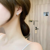 Zircon Inlaid Circle Hoop Earrings for Women