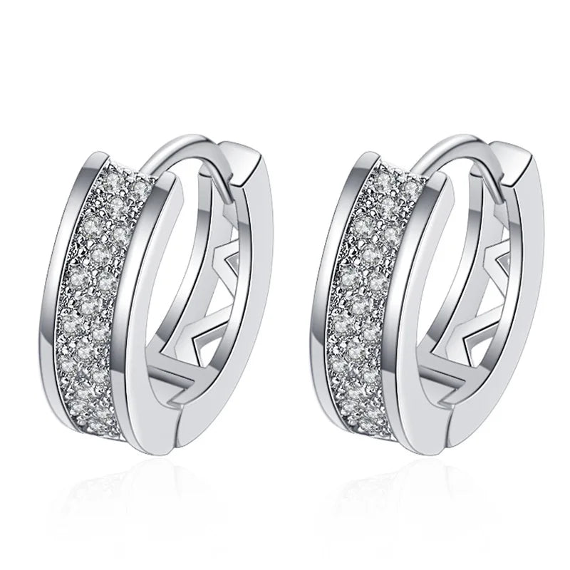 Zircon Inlaid Circle Hoop Earrings for Women