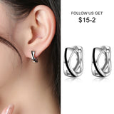 925 Sterling Silver Hoop Earring Pattern Earring For Women Korea Silver Jewelry