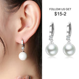 925 Silver Pearl CZ Dangle Earrings Wedding Accessories Gift