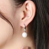 925 Silver Pearl CZ Dangle Earrings Wedding Accessories Gift