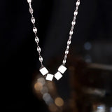 925 Silver Square Tube Chain Necklace Geometric Choker Party Jewelry