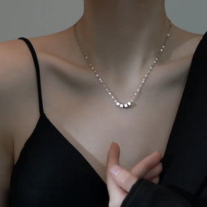 925 Silver Square Tube Chain Necklace Geometric Choker Party Jewelry