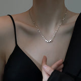 925 Silver Square Tube Chain Necklace Geometric Choker Party Jewelry
