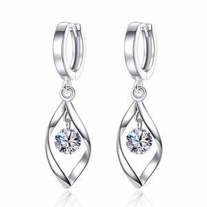 925 Silver Tassel CZ Hook Earrings