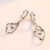 925 Silver Tassel CZ Hook Earrings