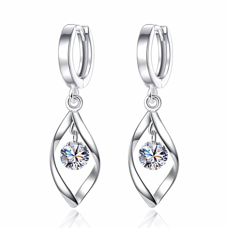 925 Silver Tassel CZ Hook Earrings