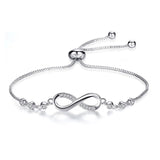 925 Silver Infinity Adjustable Bracelet Women Gift CMB81