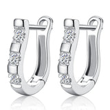925 Silver Harp Zircon Studs HorseShoe Earrings Women Wedding Gift