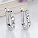 925 Silver Harp Zircon Studs HorseShoe Earrings Women Wedding Gift