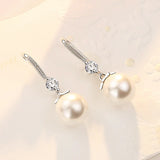 Pearl Dangle Earrings CZ Wedding Accessories