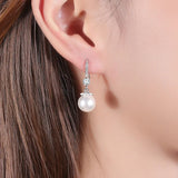 Pearl Dangle Earrings CZ Wedding Accessories