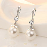 Pearl Dangle Earrings CZ Wedding Accessories