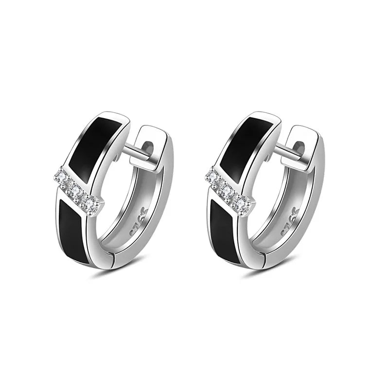 925 Silver Round Stud Earrings, Women