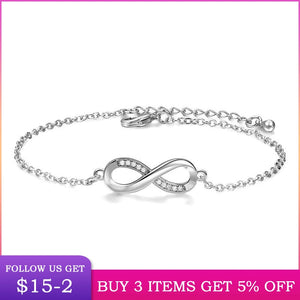 CZ Crystal Infinity Bracelet - Adjustable Wedding Jewelry